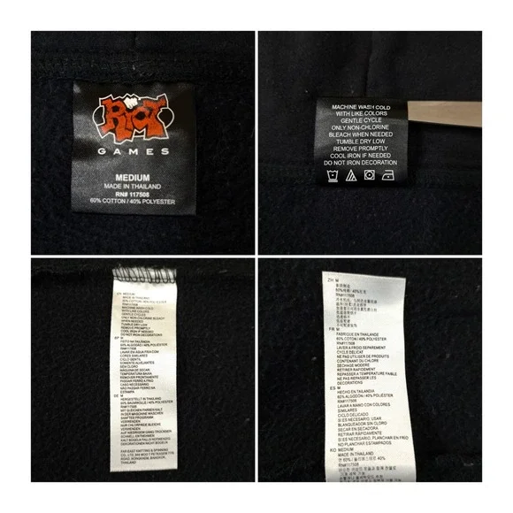 League Of Legends Riot Games Men's Zip Up Hoodie Size M Black With Gold Letters - Picture 3 of 8